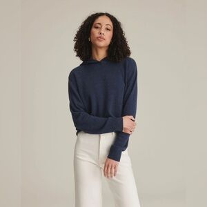 Naadam recycled cotton cashmere hoodie navy cropped XXS